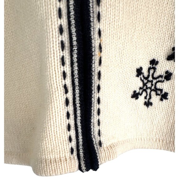 Skyr Womens Small Beige & Black Snowflake Lambs Wool Full-Zip Sweater - Picture 6 of 12